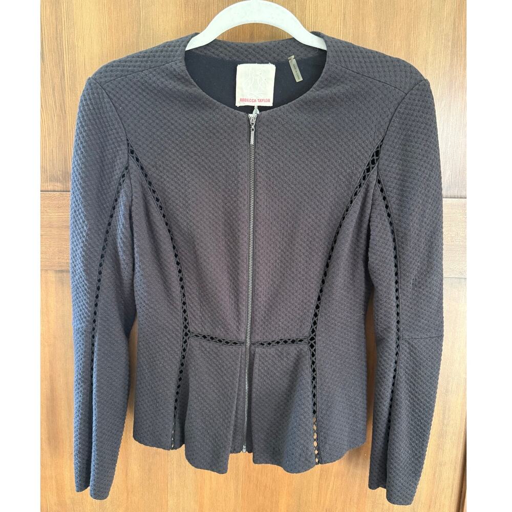 Rebecca Taylor Soft Blazer Black Full‎ Zip Front Size 2 Professional Whimsygoth